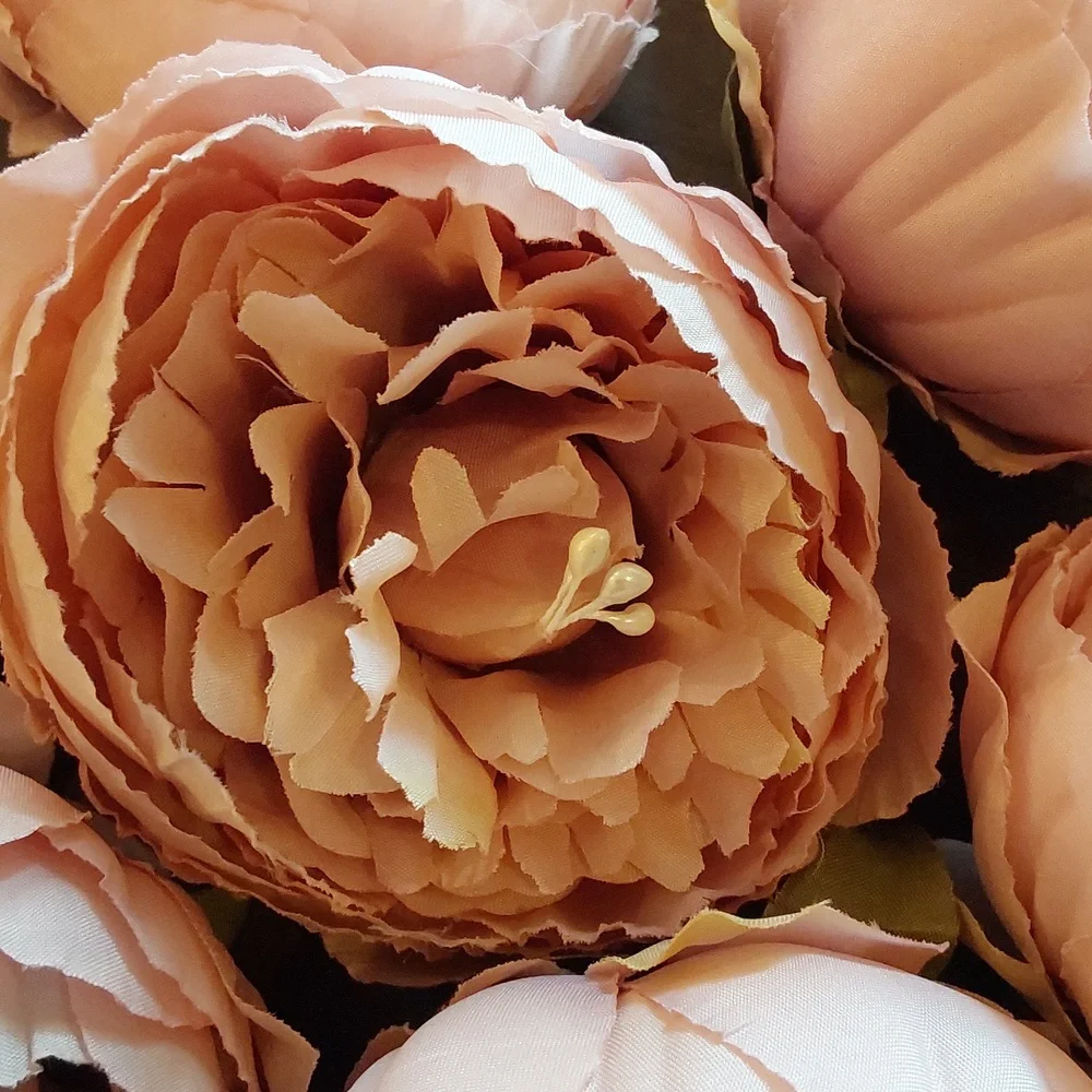 Mauve Pink Peony Artificial Flower Heads X7